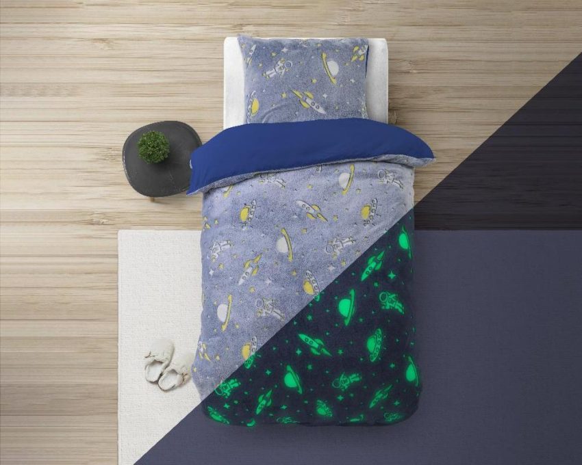 RoyalTextile - Glow in the dark kinderdekbedovertrek - Space - 140 x 220